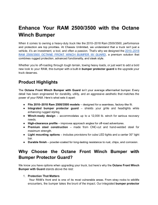 Enhance Your RAM 2500_3500 with the Octane Winch Bumper