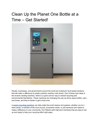 Clean Up the Planet One Bottle at a Time – Get Started!