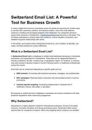 Switzerland Email List: A Powerful Tool for Business Growth