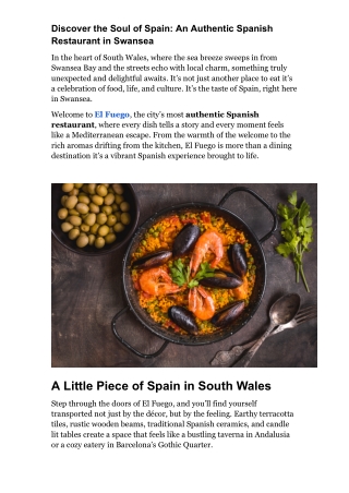 Authentic Spanish restaurant in Swansea