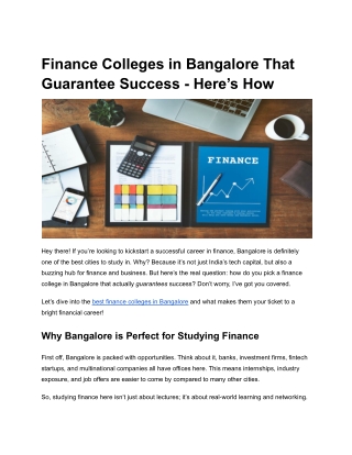 Finance Colleges in Bangalore That Guarantee Success - Here’s How