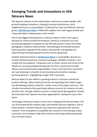 Emerging Trends and Innovations in USA Skincare News