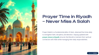 Prayer Time In Riyadh – Never Miss A Salah