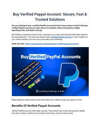 Buy Verified PayPal Accounts- 100% Fully Verified & Safe