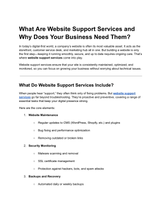 What Are Website Support Services and Why Does Your Business Need Them