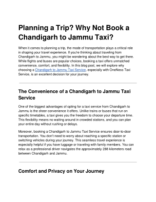 Planning a Trip_ Why Not Book a Chandigarh to Jammu Taxi