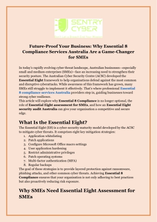 Essential 8 Compliance Services Australia: The Key to Future-Proofing SMEs