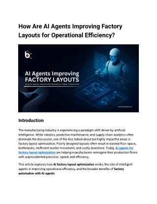 AI Agents for Factory Layout Optimization | Bluebash