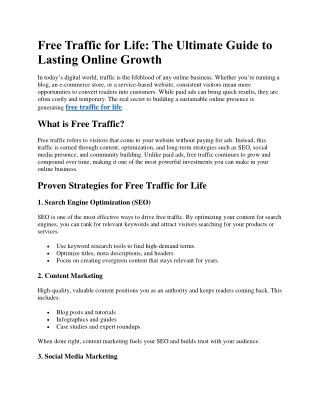 Free Traffic for Life