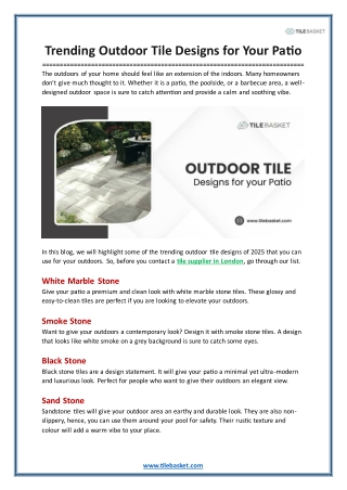 Trending Outdoor Tile Designs for Your Patio