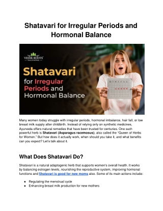 Shatavari for Irregular Periods and Hormonal Balance