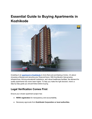 Essential Guide to Buying Apartments in Kozhikode