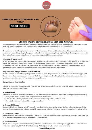 Effective Ways to Prevent and Treat Foot Corn Naturally