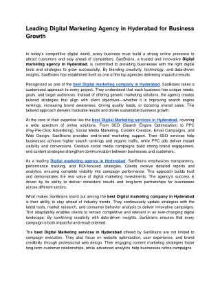 Leading Digital Marketing Agency in Hyderabad for Business Growth
