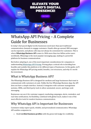 WhatsApp API Pricing botsense pdf