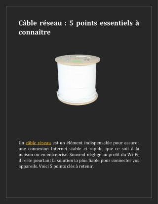 Câble réseau- 5 points essentiels à connaître