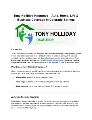 Tony Holliday Insurance