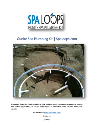 Gunite Spa Plumbing Kit | Spaloops.com