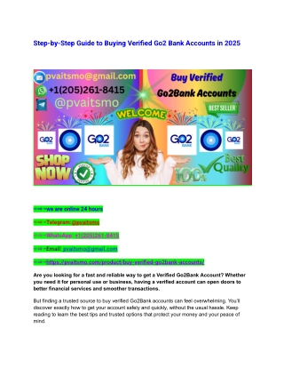 Step-by-Step Guide to Buying Verified Go2 Bank Accounts in 2025