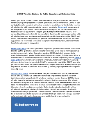 QDMS Yönetim Sistemi ile Kalite Süreçlerinizi Optimize Edin