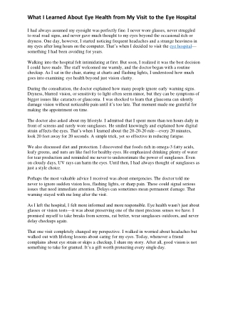 What I Learned About Eye Health from My Visit to the Eye Hospital