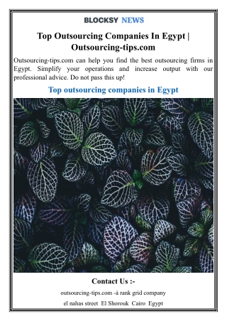 Top Outsourcing Companies In Egypt  Outsourcing-tips