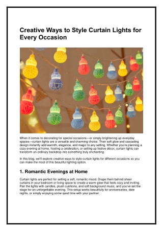 Creative Ways to Style Curtain Lights for Every Occasion