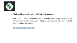 Ms Excel Intermediate Level  Collegeafricagroup