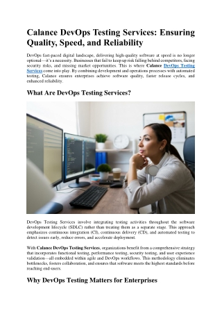Calance DevOps Testing Services