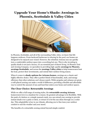 Home Awnings in Phoenix Scottsdale and Nearby Areas