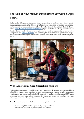 The Role of New Product Development Software in Agile Teams