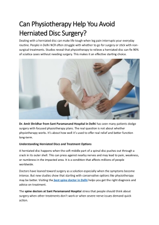 Can Physiotherapy Help You Avoid Herniated Disc Surgery