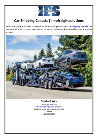 Car Shipping Canada | Impfreightsolutions