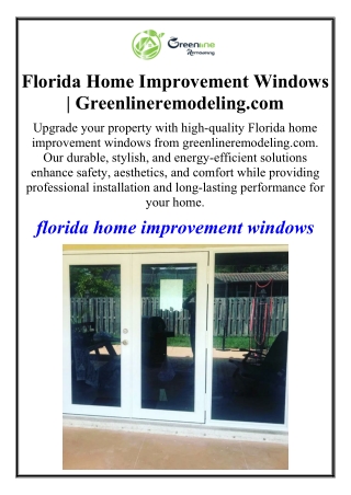 Florida Home Improvement Windows | Greenlineremodeling.com