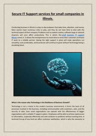 Secure IT Support services for small companies in Illinois