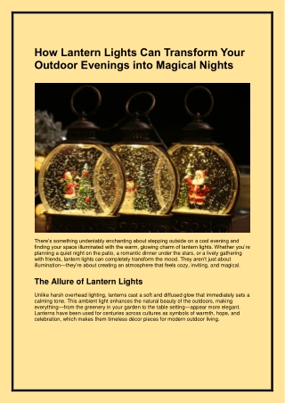How Lantern Lights Can Transform Your Outdoor Evenings into Magical Nights