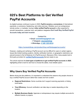 025’s Best Platforms to Get Verified PayPal Accounts