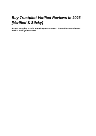 Buy Trustpilot Verified Reviews in 2025 - [Verified & Sticky]