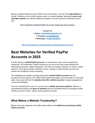 Best Websites for Verified PayPal Accounts in 2025
