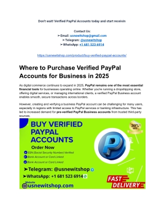 Where to Purchase Verified PayPal Accounts for Business in 2025