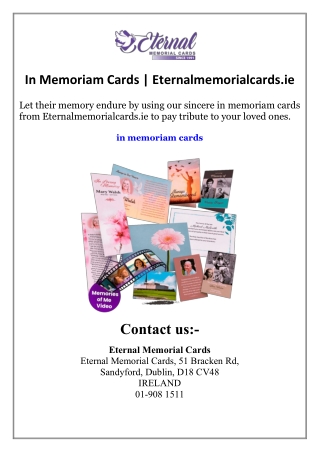 In Memoriam Cards Eternalmemorialcards.ie