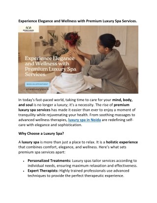 Experience Elegance and Wellness with Premium Luxury Spa Services