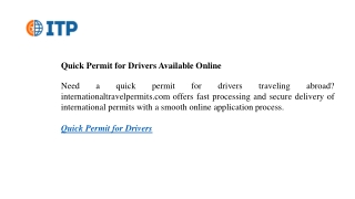 Quick Permit for Drivers Available Online