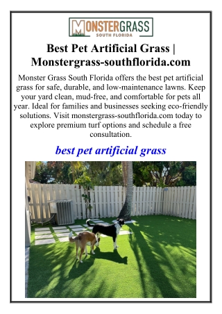 Best Pet Artificial Grass | Monstergrass-southflorida.com