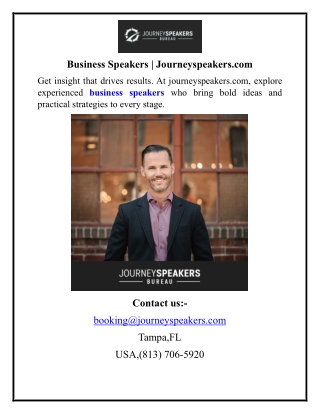 Business Speakers Journeyspeakers.com
