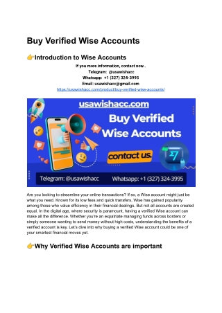Buy Verified Wise Accounts – Secure, Verified & Ready-to-Use