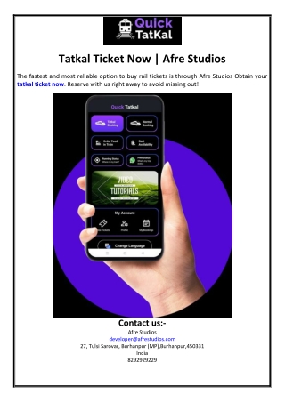 Tatkal Ticket Now | Afre Studios