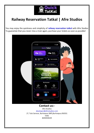 Railway Reservation Tatkal | Afre Studios
