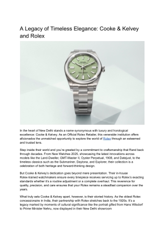 A Legacy of Timeless Elegance_ Cooke & Kelvey and Rolex