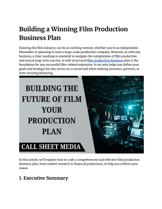 Building a Winning Film Production Business Plan (1)